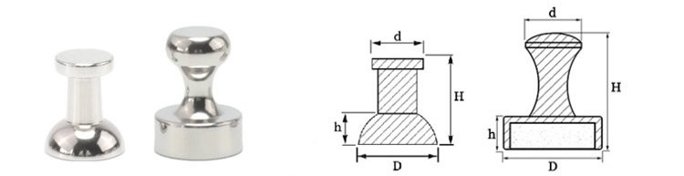 Permanent Rare Earth Magnet Pushpin drawing